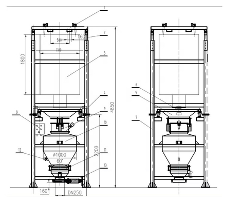 Macchina di scarico di sacchi da 500 kg-1 tonnellata azionata elettricamente per lo scarico rapido di materiali sfusi